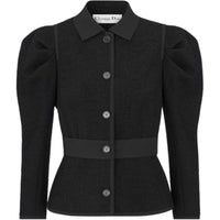 DIOR Fitted Jacket Black Virgin Wool And Cotton Bouclé Jackets Coats Women's Black