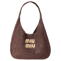 MIU MIU Woven HOBO Shoulder Bag Women's Cocoa Brown