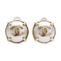 CHANEL 2014 Cc Pearl Clip-on Earrings
