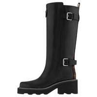 LOUIS VUITTON Beaubourg Knee-high Boots 4cm Women's Black