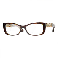 CHANEL Acetate Metal Calfskin Rectangular Eyeglass Frames Unisex Tortoiseshell