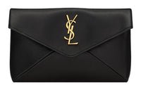 SAINT LAURENT Sheepskin Envelope Clutch Trumpets Women's Black