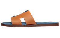 HERMES Izmir Sandal Natural Blue Tempete Smooth Calfskin Leather