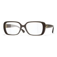 CHANEL Metal Acetate Square Eyeglass Frames Unisex Dark Taupe Umber