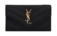 SAINT LAURENT Lambskin Card Holder Women's Black