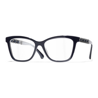 CHANEL Square Eyeglass Frames Unisex Dark Blue