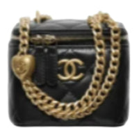CHANEL Shiny Lambskin Crossbody Handbag Shoulder Bag Women's Black