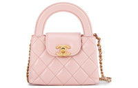 CHANEL Cow Leather Clutch, One Shoulder Handbag Extra Mini Women's Light Pink