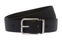 PRADA Leather Belts Men's Black Width 3.3cm
