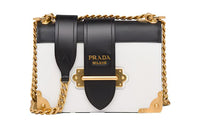 PRADA Calfskin Crossbody Bag Women's White/Black