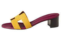 HERMES Oasis Rubber Sole Slide Slippers Women's Yellow Purple