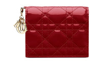 DIOR Lady Dior Patent Leather, Calfskin Wallet Women's Cherry Red