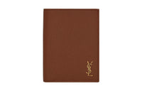 SAINT LAURENT Grained Leather Card Clip Card Holder Men's Caramel Brown