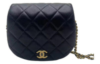 CHANEL Sheepskin One Shoulder Crossbody Clutch Women's Black