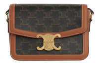CELINE Triomphe Canvas With Leather Shoulder Bag, Handbag, Shoulder Bag, Crossbody Bag Trumpets Unisex