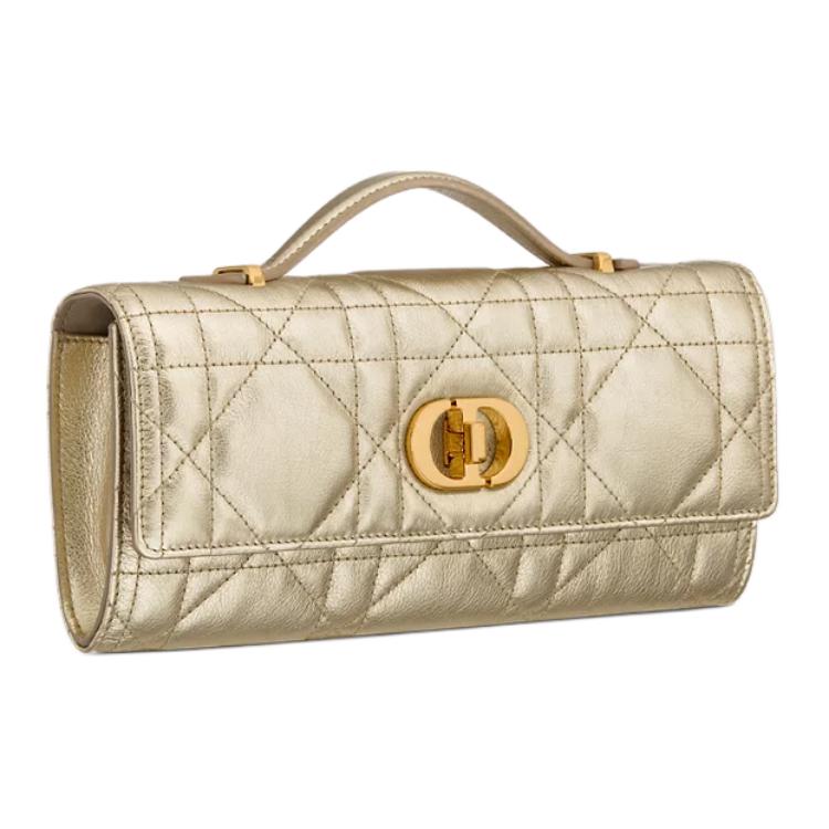 DIOR Cow Leather Handbag Extra Large Women's Gold