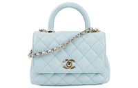 CHANEL COCO Handle Cow Leather Handbag Shoulder Bag Crossbody Bag Mini Women's Baby Blue Light Blue
