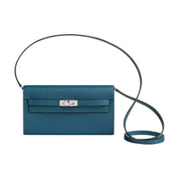 HERMES Epsom Calfskin Wallet Women's 7A Bleu Thalassa Sea Blue