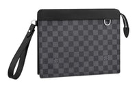 LOUIS VUITTON Standing Canvas Coated Clutch Regular Men's Gray Black