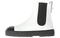 CHANEL Chelsea Boots Women's White Black