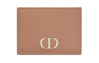 DIOR 30 Montaigne Grained Cow Leather Card Clip Card Holder Women's Rose Pink