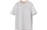 HERMES Solid Color Pocket Crew Neck Short Sleeved T Shirt Men's White