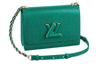 LOUIS VUITTON Twist Leather Handbag Crossbody Bag Shoulder Bag Medium Size Women's Emerald Green