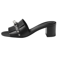 HERMES Abrasion-Resistant Slide Slippers 5cm Women's Black