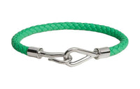 HERMES Calfskin Palladium-Plated Bracelets Men's Green