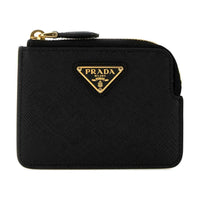 PRADA Leather Coin Purse Women's Black