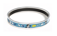 HERMES Enamel Palladium-Plated Metal Accessories Bangles Women's Silver