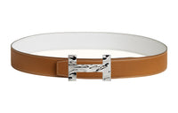 HERMES Leather Belts Men Gold/White