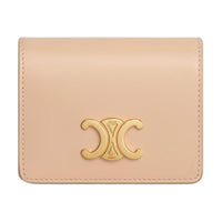 CELINE Calfskin Card Holder Women's Oat Beige