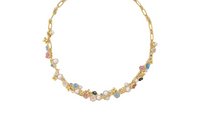 LOUIS VUITTON Metal Resin Pearl Crystal Necklaces Unisex Gold