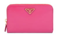 PRADA Leather Wallet Women's Pink/Pink Peony