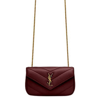 SAINT LAURENT Lambskin Crossbody Bag, Shoulder Bag Mini Women's Cabernet Sauvignon Red