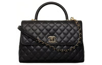 CHANEL COCO Handle Cow Leather Handbag Shoulder Bag Crossbody Bag Women's Black
