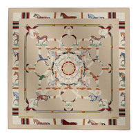 HERMES Cashmere Silk Shawls Women's Light Brown