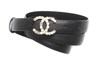 CHANEL Leather Belts Women's Black