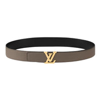 LOUIS VUITTON Metal Leather Belts Men's Brown Width 3.5CM