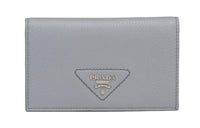 PRADA Leather Wallet Small Size Women's Cornflower Blue Gray