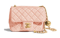 CHANEL Lambskin Shoulder Bag Crossbody Bag Women's Dried Rose Color