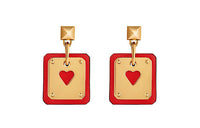 HERMES Earrings Women's Red/Gold