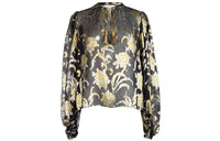 SAINT LAURENT Metallic Floral Fil Coupé Chiffon Blouse