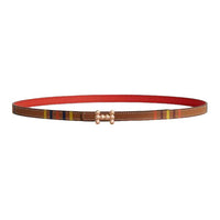 HERMES Rose Gold-Plated Leather Belts Unisex Rose Red/Multicolor Width: 1.3cm