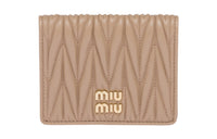 MIU MIU Matelassé Soft Sheep Leather Wallet Trumpets Women's Cameo Brown