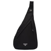 PRADA Recycled Nylon With Leather Shoulder Bag, Crossbody Bag Men's Black