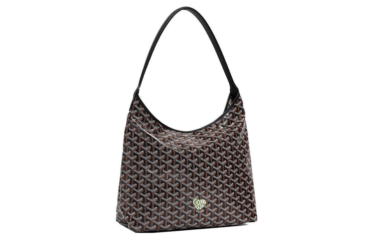 GOYARD Bohème Hobo Canvas With Leather Shoulder Bag Combo Bag Shoulder Bags Women's Black With Light Green Heart