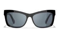 CHANEL Acetate Irregular Shape Sunglasses Women's Black