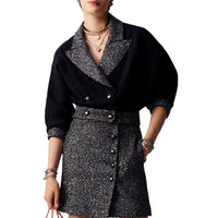 CHANEL SS23 Cropped Coat Women's Black Silver